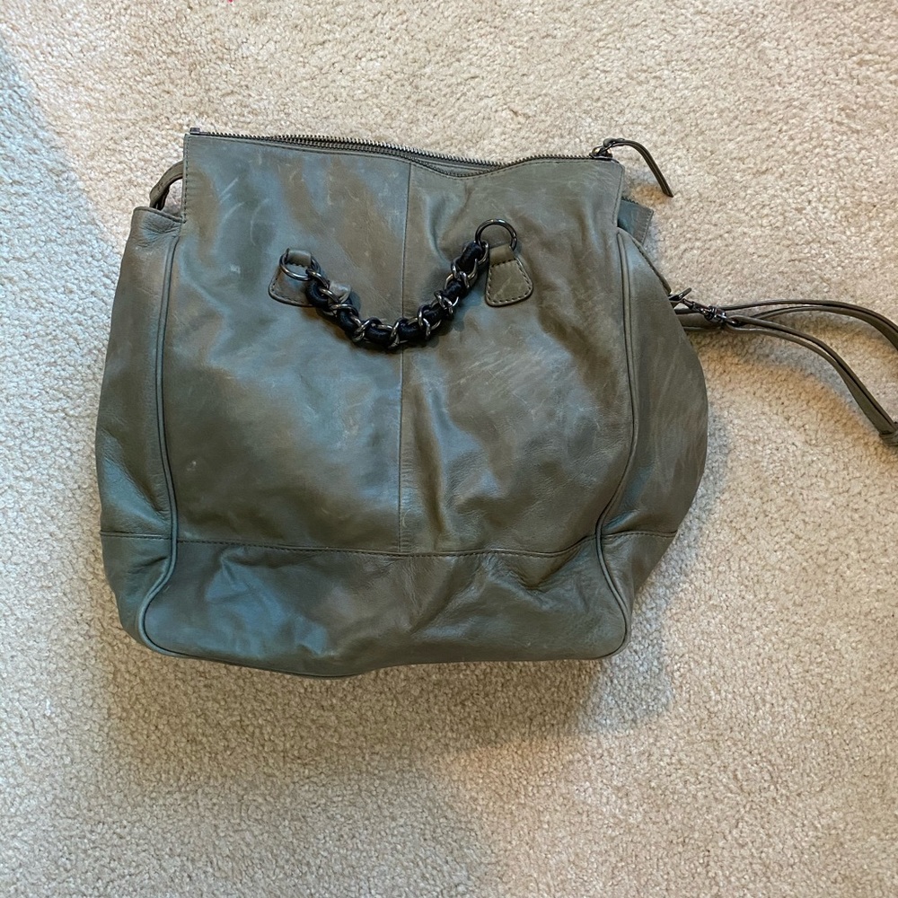 J Crew Collection Green Leather Bag